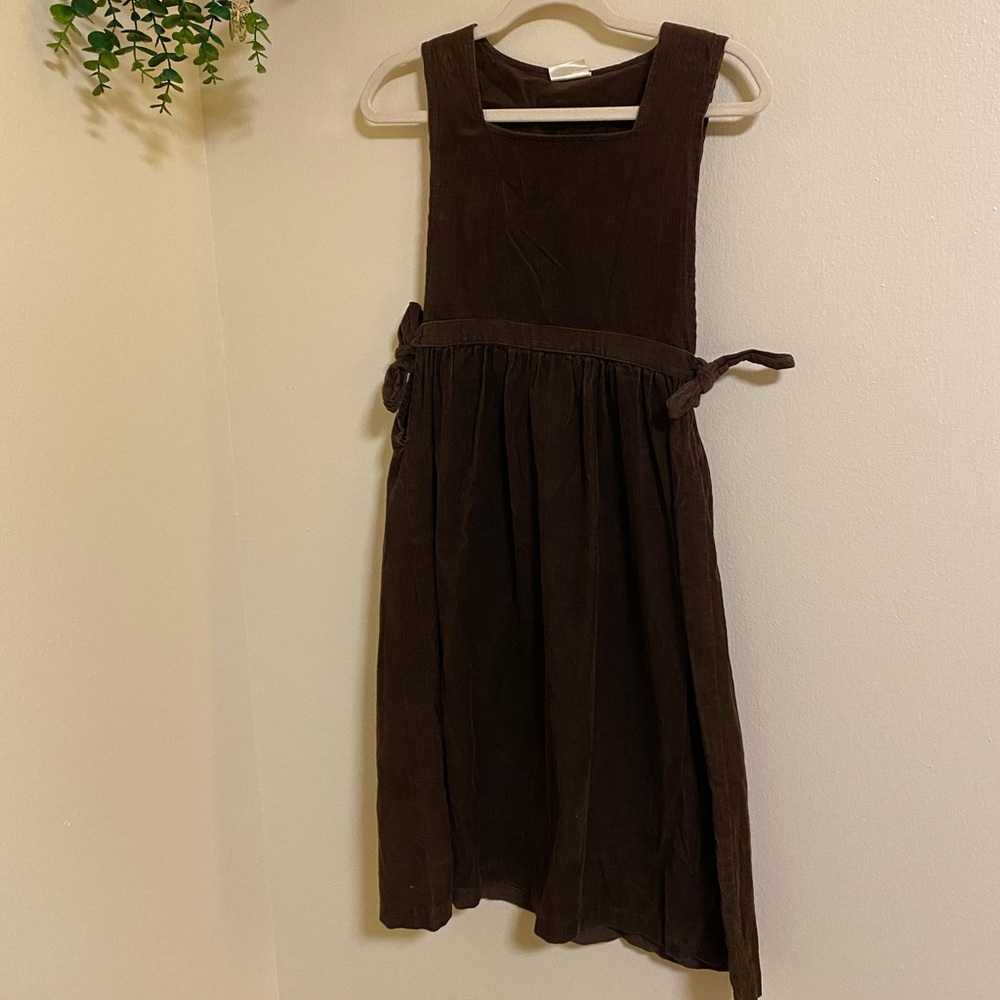 Vintage Byer California Brown Corduroy Midi Dress w/ Side Ties